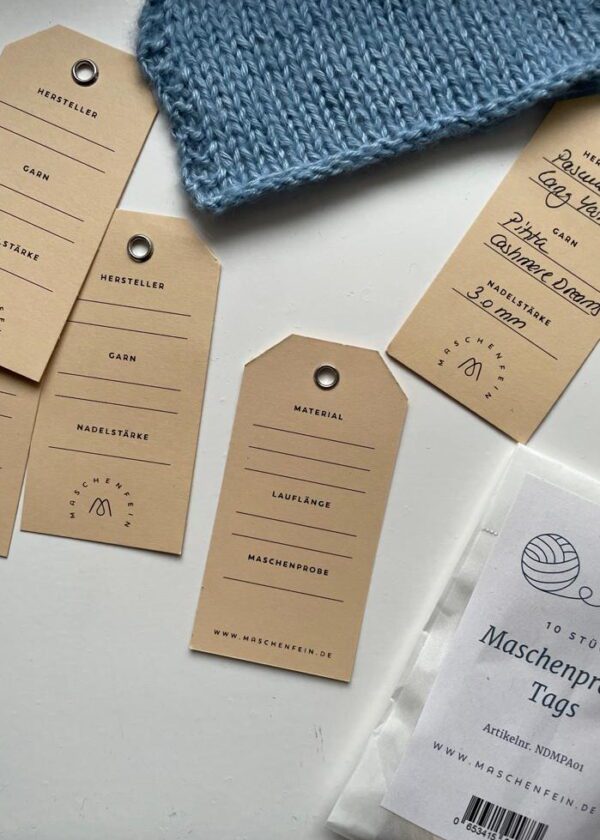 Maschenfein stitch samples tags
